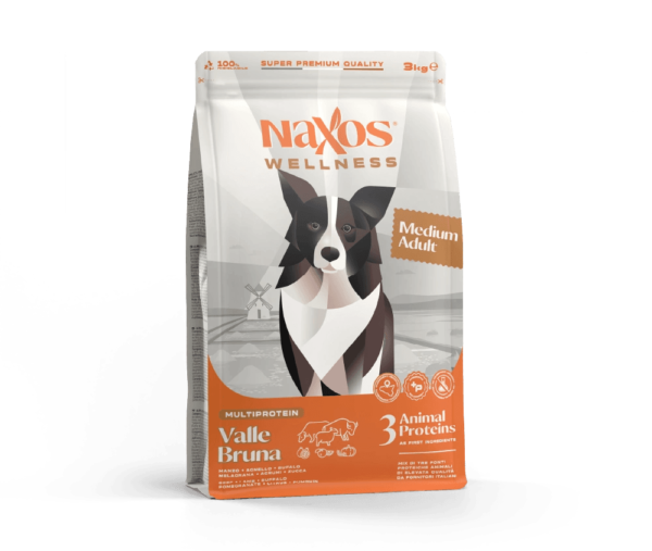 Naxos Adult Medium Valle Bruna корм для дорослих собак середнього розміру з яловичиною, бізоном, ягням